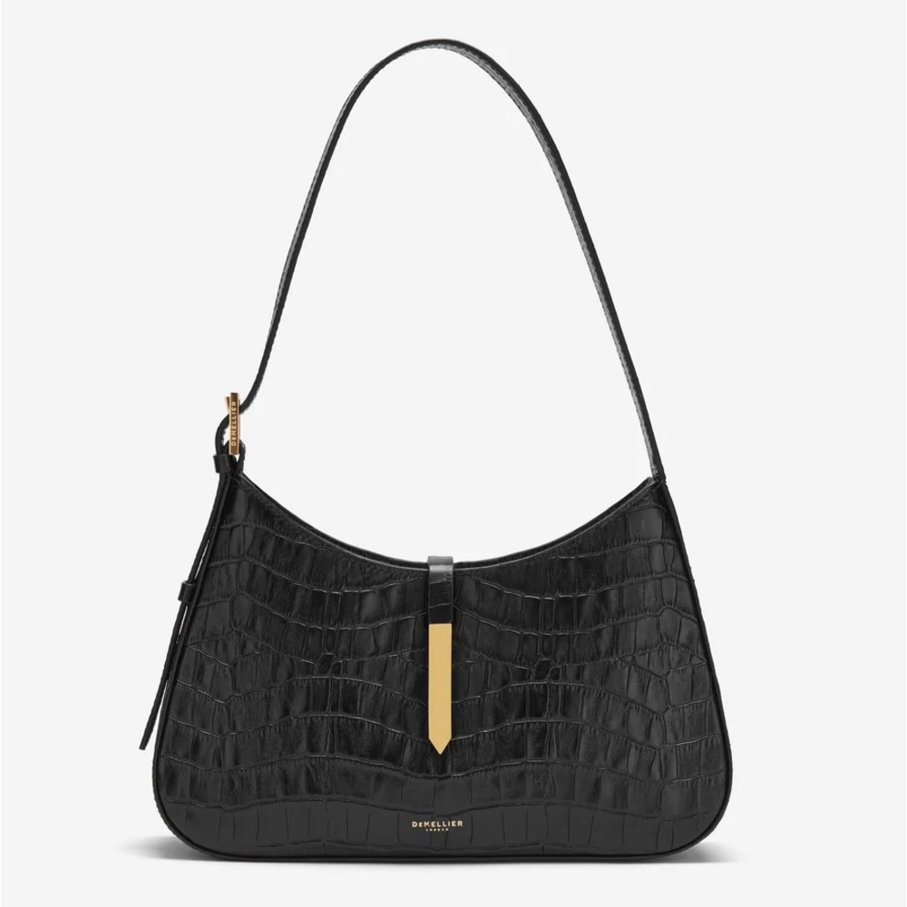 Demellier Tokyo Leather Hand bag in Black Croc
